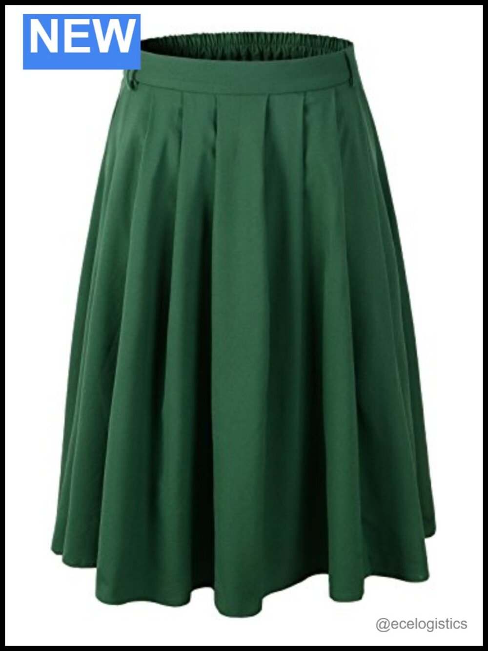 Pleated High Rise A-Line Knee Length Skirt 1950s Vintage Rockabilly Swing